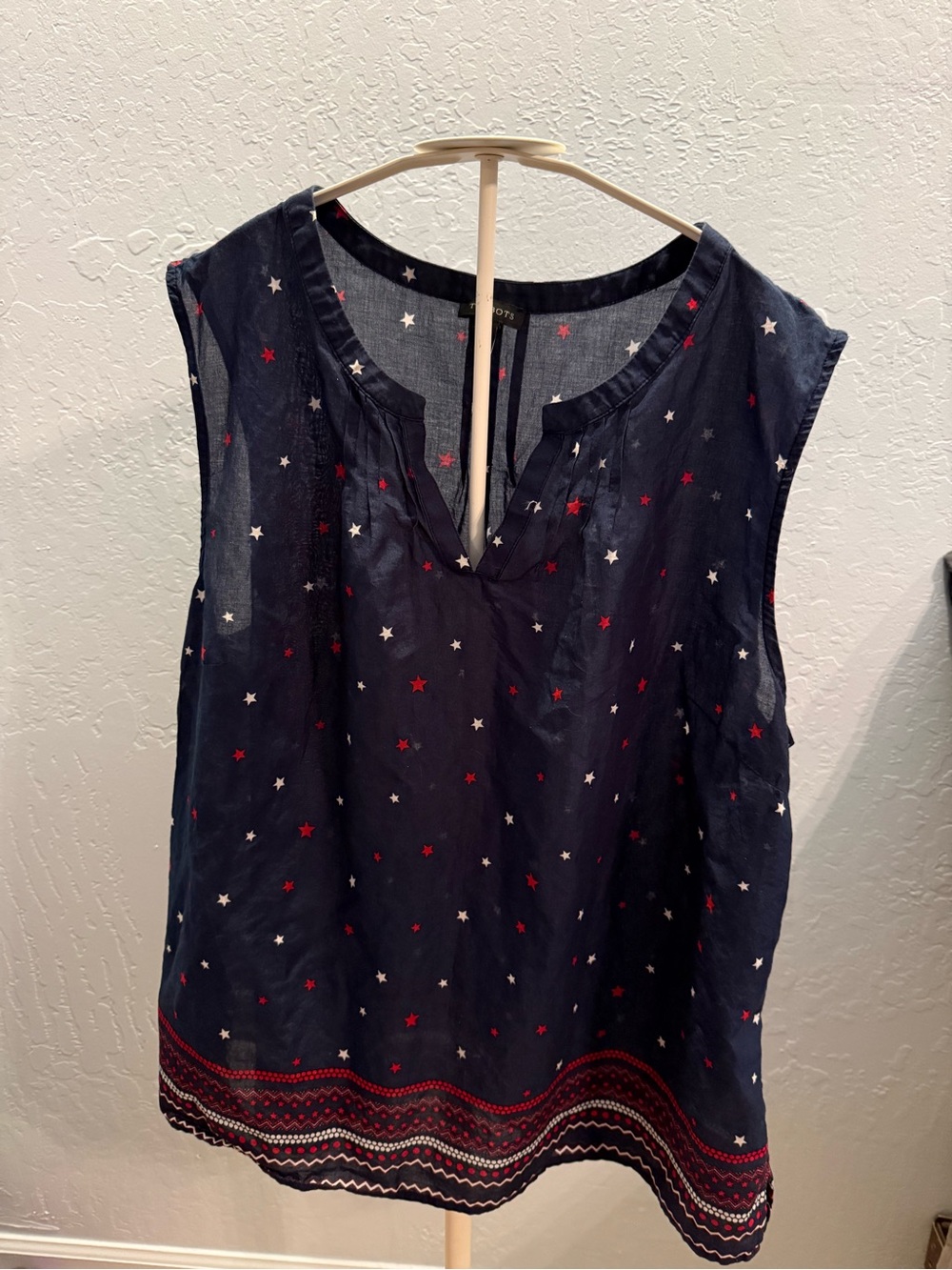 Talbots Navy Sleeveless Star-Print Tank size xl